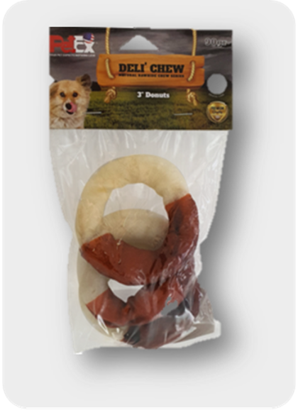 דונאטס - עצם לעיסה עגולה קפה ונטוראל  לכלב 3 יח' 90 ג' פט אקס 